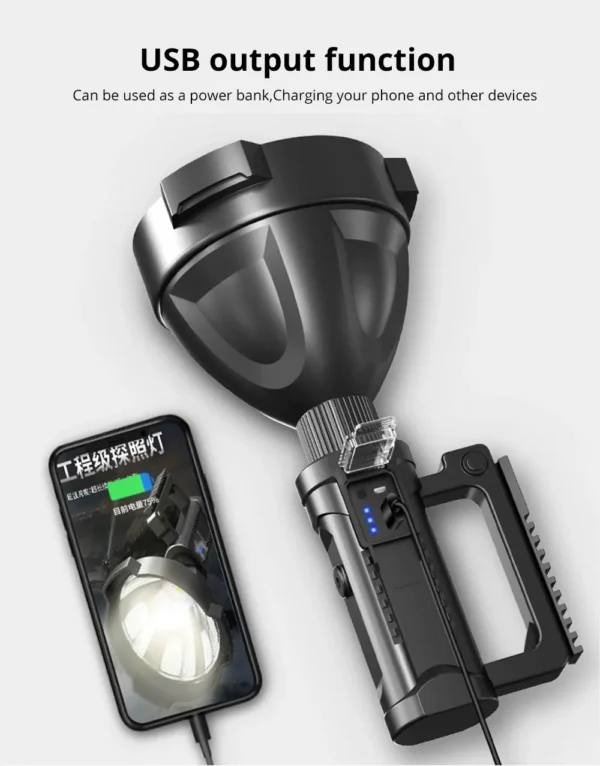 A5ddfa12192a44038bf9ac07ceb3c7cc2e P70 USB-rechargeable portable 3-in-1 LED waterproof torch with tripod and dimmer, ideal for emergency use whilst hiking, camping and fishing