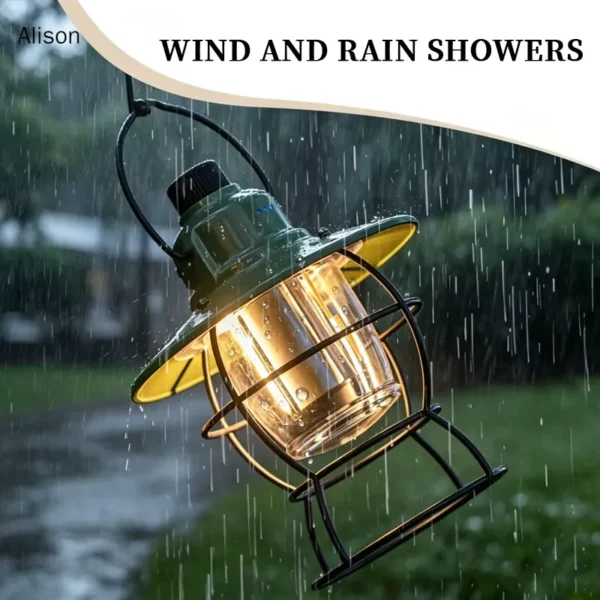 H333a83aa441d4b9080e0eae7d2a3dbf0c IP65 Waterproof Rechargeable LED Retro Camping Lantern ABS+PC+Iron Hanging Portable Outdoor Tent Emergency Garden Dimmable