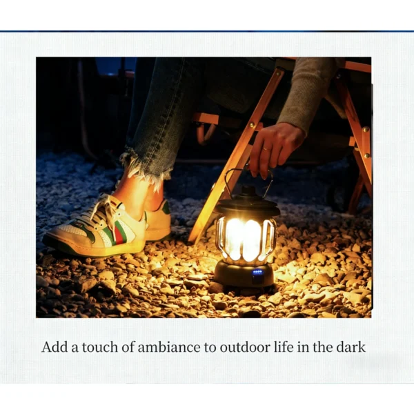 Portable Retro Camping Lantern LED Rechargeable AA Battery Rated 3 Modes Warm/White Light 183lm Emergency Outdoor Light