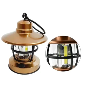 Vintage Rechargeable Camping Lantern, Portable Retro LED Lantern for Outdoor Camping
