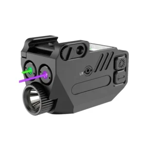USB Rechargeable Aluminum Tactical Flashlight, Green, Purple Beam, White LED, Multi-mode Shooting Accessory