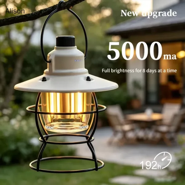 Hec646e97c0a440918f5dad6097b8b566C IP65 Waterproof Rechargeable LED Retro Camping Lantern ABS+PC+Iron Hanging Portable Outdoor Tent Emergency Garden Dimmable