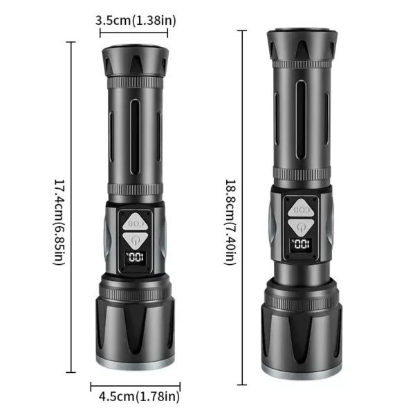 1b397b7bf200b2d61019d73719778f4a Double-sided COB multi-colour temperature digital display high-intensity torch