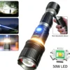 New Arrival 50W LED Super Bright Long‑Range Flashlight With 26800 Battery, Outdoor High‑Power Torch