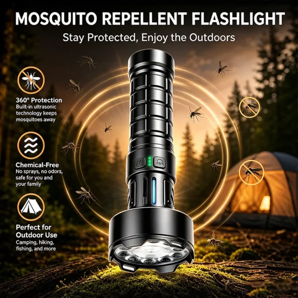 New LED High‑Power Flashlight With Magnet & Tripod, Mosquito Repellent Camping Light, Type‑C Rechargeable COB Ambient Lamp