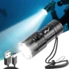 High-intensity rechargeable white and yellow light torch for diving and use on land and in water