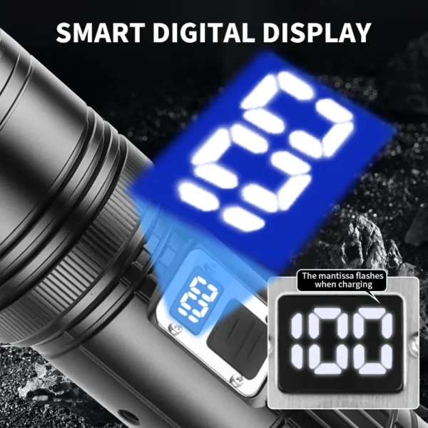 New XHP90+COB Multi‑Source Flashlight, Digital Display High‑Power Detachable Handheld Work Light Multi‑Function Torch