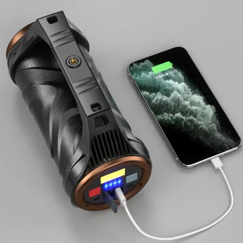 XHP99 Flashlight, Rotatable Zoom P99 Hand‑held Lamp, Multi‑Function Induction Zoom Searchlight