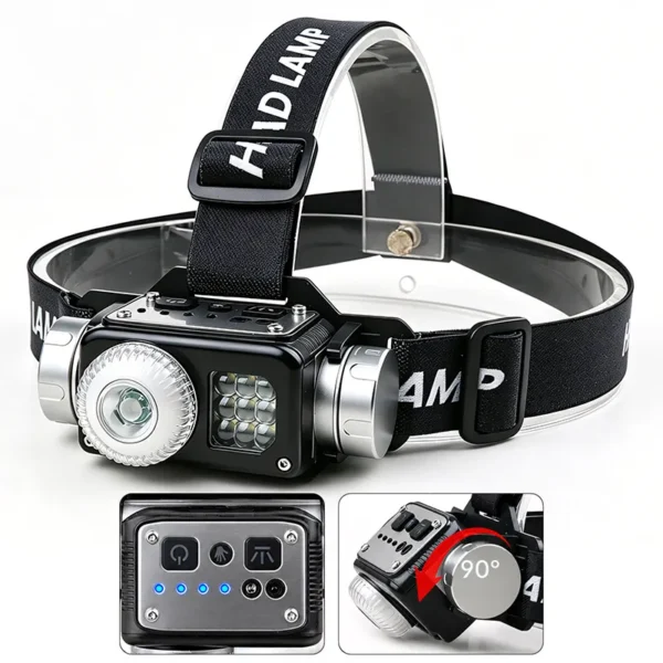 4d8c2a989cc8275f946764feebf5d6d2 New Multi-Light Source Rotating Zoom COB Memory Dual-Light Source High-Intensity Light-Sensing Rechargeable Headlamp