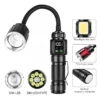 New LED Flexible Hose Flashlight, Pen Clip & Magnetic Base, Rotatable Bendable Multi‑Light Source Digital Display Flashlight