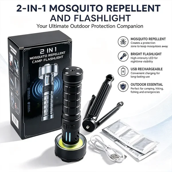 New LED High‑Power Flashlight With Magnet & Tripod, Mosquito Repellent Camping Light, Type‑C Rechargeable COB Ambient Lamp