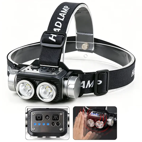 5a2f2d77767ffe481b8e79a9c9d9c119 New Multi-Light Source Rotating Zoom COB Memory Dual-Light Source High-Intensity Light-Sensing Rechargeable Headlamp