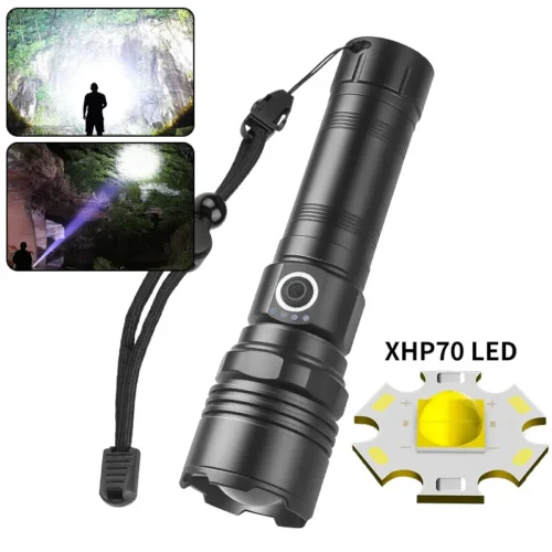 7654bc2e57426da9edfd72a354caf4e0 30W LED White Laser Long‑Range Flashlight, XHP70 High‑Power Torch With Magnet, Multi‑Function Camping Light