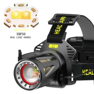 High Lumen Rechargeable LED Headlamp, Adjustable Waterproof Outdoor Head Light