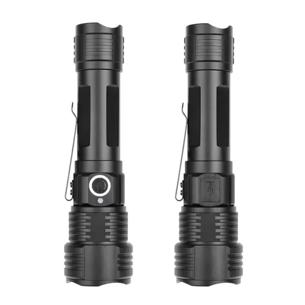 New XPE 4‑Color Tactical High‑Power Flashlight, USB Rechargeable White Red Green UV Light Torch