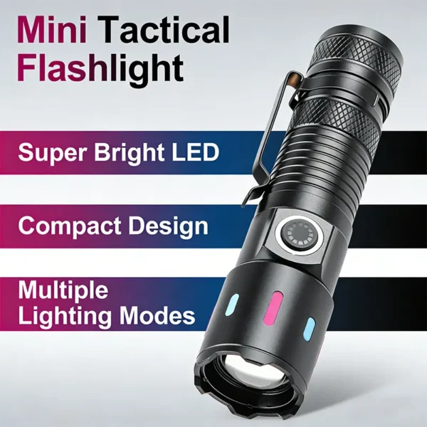 White Laser High‑Power Flashlight, Long‑Range Outdoor Torch With Pen Clip, Translucent Fluorescent Strip, Portable Rechargeable Flashlight