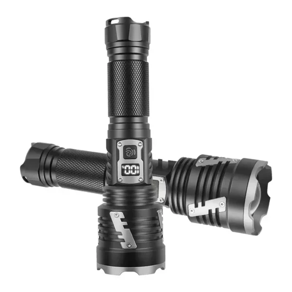 Custom XHP360 High‑Power Flashlight, Digital Power Display With Output, 30W Long‑Range Torch