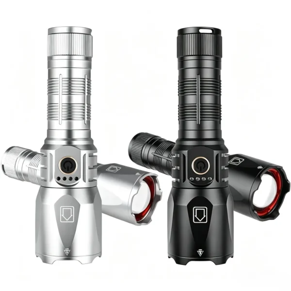 New XHP160 Super Bright Focusing Flashlight, Type‑C Charging 30W White Laser High‑Power Long‑Range Flashlight