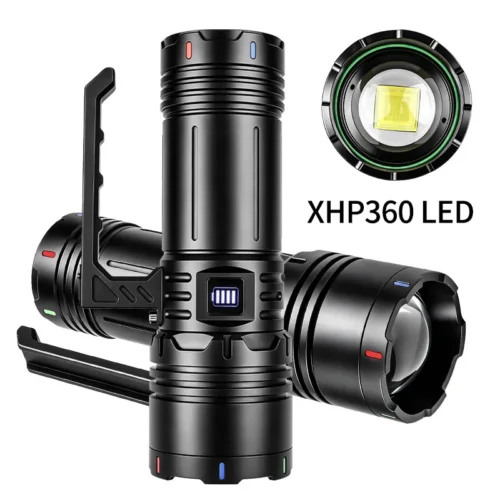 99adb25aea06ea79cb83700b79862cc7 New XHP360 + Rear‑End LED Multi‑Light Source High‑Lumen Handheld Searchlight, High‑Capacity Power‑Output Flashlight