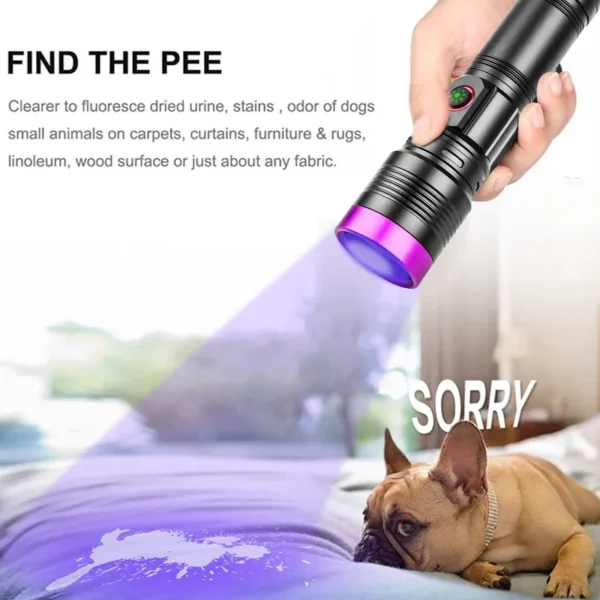 New UV365 Black‑Filter Ultraviolet Flashlight, High‑Power Zoomable UV Light for Identification, Detection & Anti‑Counterfeiting