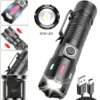 White Laser High‑Power Flashlight, Long‑Range Outdoor Torch With Pen Clip, Translucent Fluorescent Strip, Portable Rechargeable Flashlight