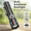 White Laser High‑Power Flashlight, Long‑Range Outdoor Torch With Pen Clip, Translucent Fluorescent Strip, Portable Rechargeable Flashlight