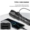 New XHP160 Super Bright Focusing Flashlight, Type‑C Charging 30W White Laser High‑Power Long‑Range Flashlight