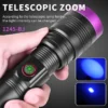 New UV365 Black‑Filter Ultraviolet Flashlight, High‑Power Zoomable UV Light for Identification, Detection & Anti‑Counterfeiting