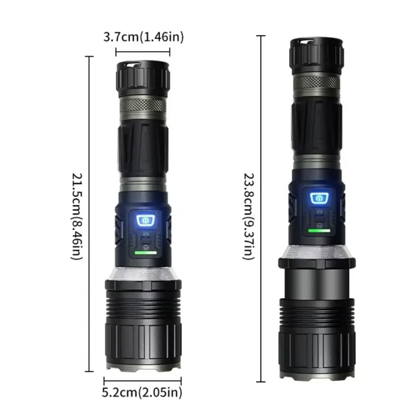 New Arrival 50W LED Super Bright Long‑Range Flashlight With 26800 Battery, Outdoor High‑Power Torch
