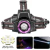 New Zoomable UV/Violet Light USB-Rechargeable Digital Display High-Intensity Outdoor Headlamp