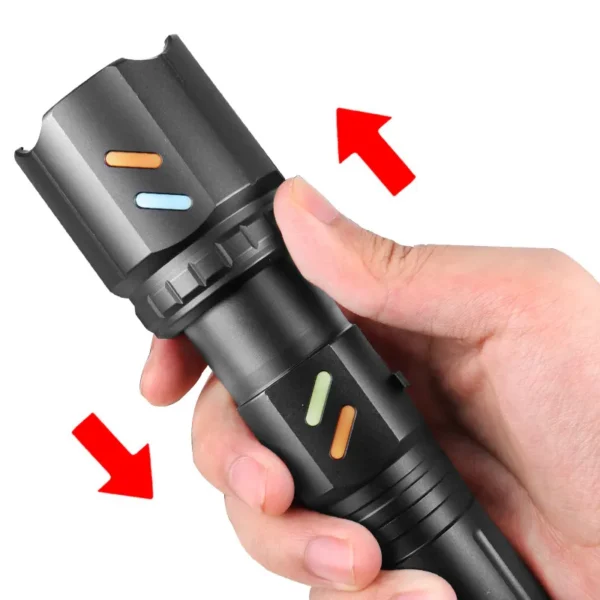 White Laser LED Flashlight, Digital Display Color Fluorescent Dual‑Lens, Ignition Focus Long‑Range Outdoor High‑Power Torch