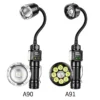 New LED Flexible Hose Flashlight, Pen Clip & Magnetic Base, Rotatable Bendable Multi‑Light Source Digital Display Flashlight