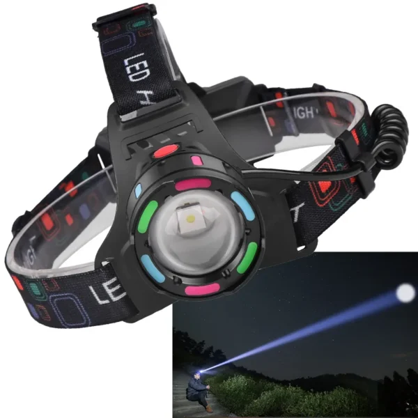 New 30W White Laser Long-Lasting Fluorescent Strip Retractable Zoom Outdoor Fishing Headlamp