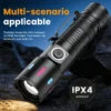 White Laser High‑Power Flashlight, Long‑Range Outdoor Torch With Pen Clip, Translucent Fluorescent Strip, Portable Rechargeable Flashlight