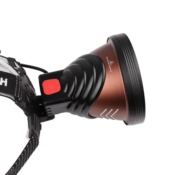 High-intensity head torch with USB charging and inductive charging, aluminium reflector