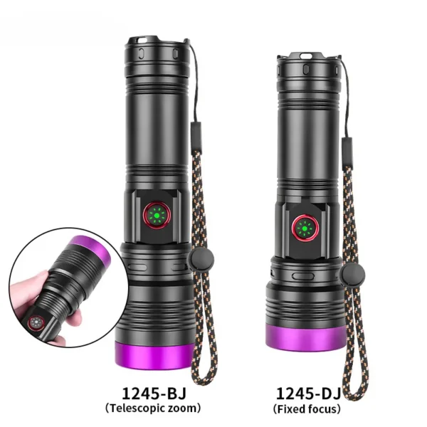 New UV365 Black‑Filter Ultraviolet Flashlight, High‑Power Zoomable UV Light for Identification, Detection & Anti‑Counterfeiting