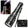 White Laser LED Flashlight, Digital Display Color Fluorescent Dual‑Lens, Ignition Focus Long‑Range Outdoor High‑Power Torch