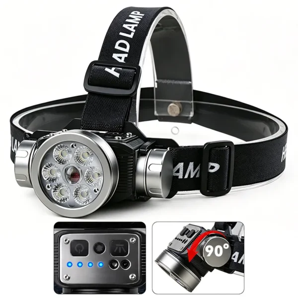 f056f3967c1b56a933a7914732cc8dd0 New Multi-Light Source Rotating Zoom COB Memory Dual-Light Source High-Intensity Light-Sensing Rechargeable Headlamp