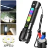 059052662f0ab6df45abea1272f75c82 New White Laser LED Flashlight with Built-in Battery, RGB Side Light Strip, Magnets – Compact, Lightweight and Multifunctional High-Intensity Flashlight