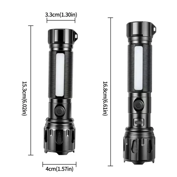 15984141985ff21c8fb4be7739a83c34 New White Laser LED Flashlight with Built-in Battery, RGB Side Light Strip, Magnets – Compact, Lightweight and Multifunctional High-Intensity Flashlight