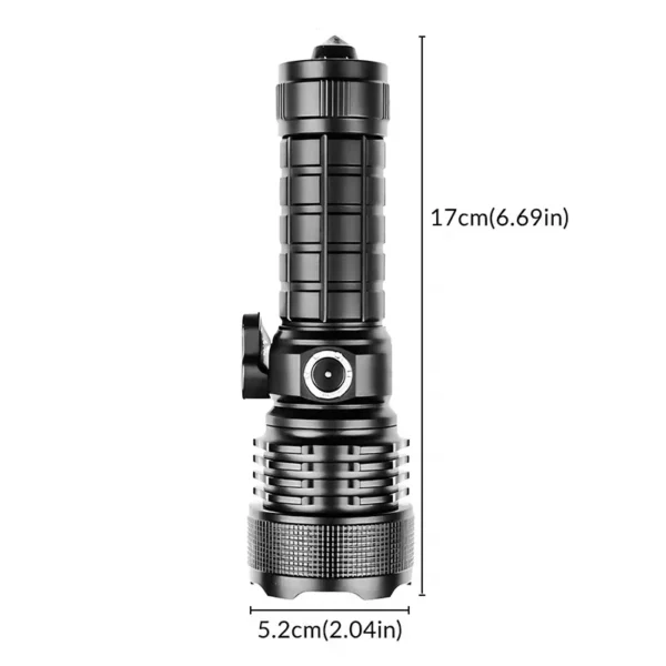 24ecafc51852a42b50ad3168a88a979d New XHP160 Ultra-Bright Spot-Beam Torch: Type-C Rechargeable High-Intensity Torch with Window-Breaking Hammer – Multifunctional Torch