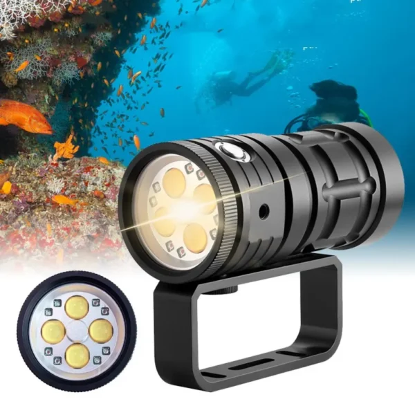 New Model Diving Light: Multi-Source White, Red, Blue and Purple Light Lens Photography Torch – USB Multi-Function