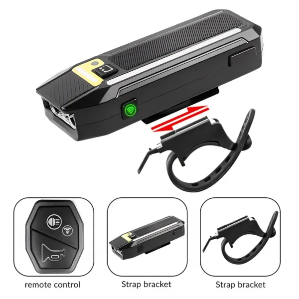 7165f5146adf4e8a271a30f1c4c1ee81 New Smart Light-Sensing LED Bicycle Light with Remote Control, Horn and USB Charging for Night Riding – RGB Bike Light