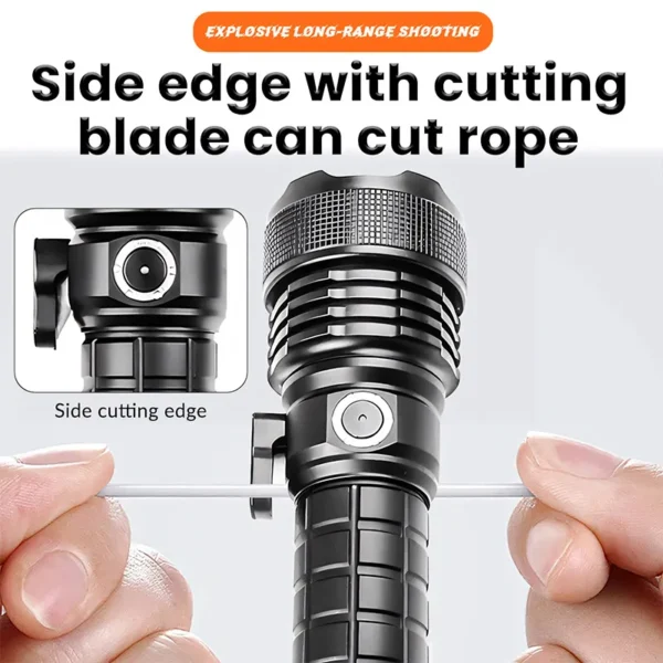 75b4042c0e4fede66478aacccf15cd16 New XHP160 Ultra-Bright Spot-Beam Torch: Type-C Rechargeable High-Intensity Torch with Window-Breaking Hammer – Multifunctional Torch