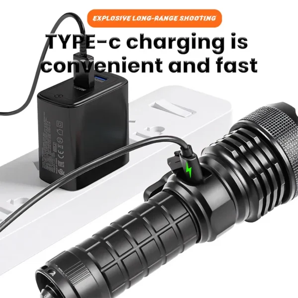8498d4e21071dfb995c56d9aa5261117 New XHP160 Ultra-Bright Spot-Beam Torch: Type-C Rechargeable High-Intensity Torch with Window-Breaking Hammer – Multifunctional Torch