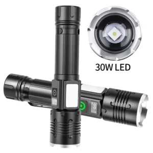 9d21254f36d741fd1440a2271f7a42e4 New White Laser LED Torch with Digital Display, Type-C Charging, COB Side Light, Red and White High-Intensity Light