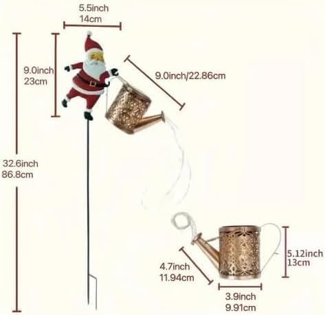 Ac5dc40ae3e2a40678f742b2a828381bcO Christmas Santa LED Solar Kettle Lights Cascading Waterproof Hanging Metal Outdoor Lantern with Remote Control & Dimmable