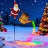 Christmas Santa LED Solar Kettle Lights Cascading Waterproof Hanging Metal Outdoor Lantern with Remote Control & Dimmable