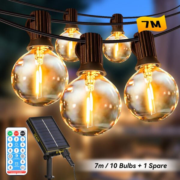 H2a3a91ba6edd48999653534093b0e2cex G40 Solar String Light IP65 Waterproof Remote Control LED Solar Garden Lights Outdoor for Wedding Patio Garland Decor zhengjie