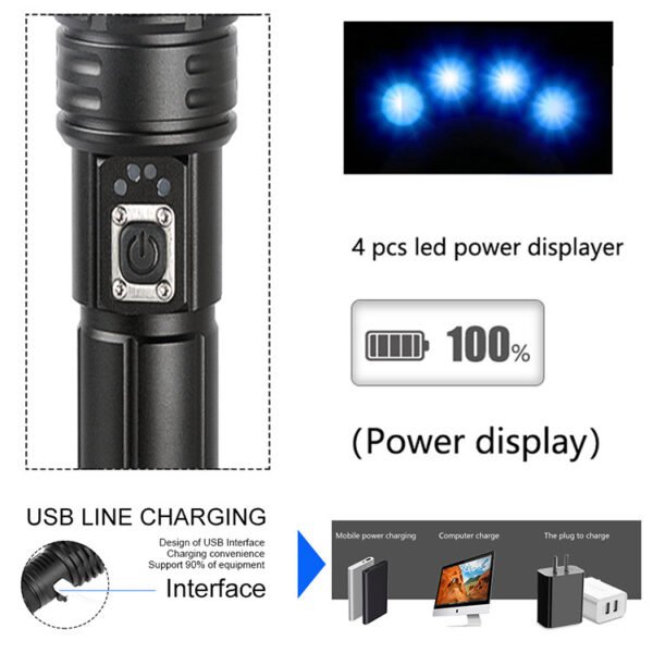 XHP 70 XHP 90 Linterna Led Flashlight High Lumens 100000LM Super Bright Focus Torch Light Tactical Flash Light